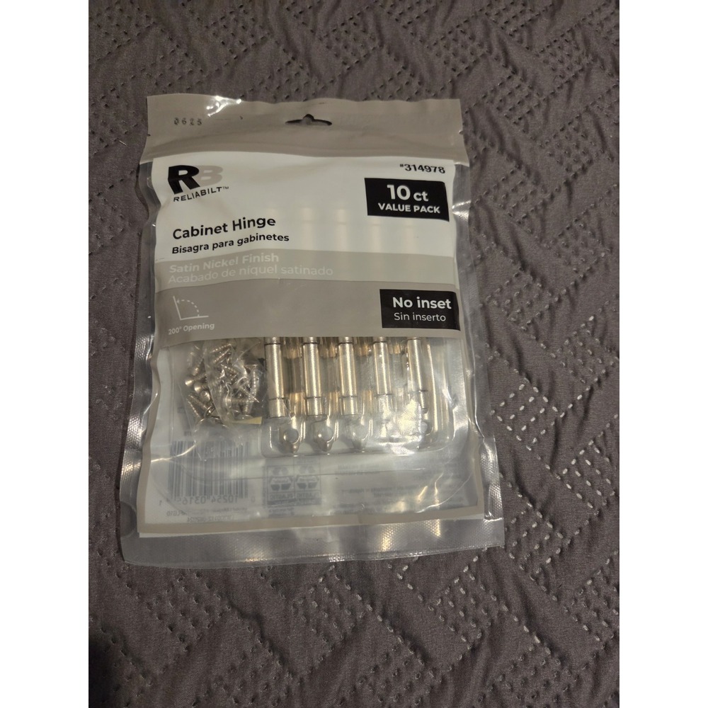 10 Pack Style Selections Flush Self-Closing Cabinet Hinges Satin Nickel